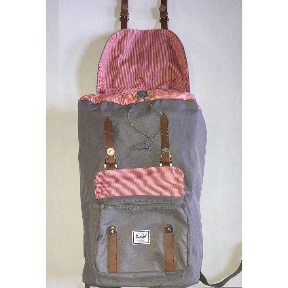 Herschel Little America Mid Laptop Backpack Grey & Red/White Stripe Lining